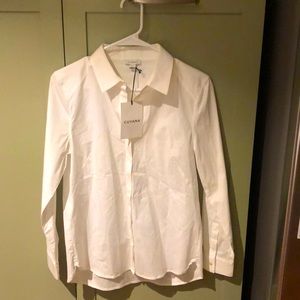 NWT Cuyana white pleated shirt.